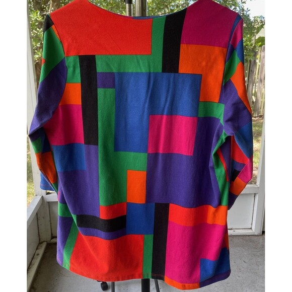 Lauren Ralph Lauren SIZE 1X  Colorblcok  3/4 sleeve '90s Retro Vintage Dopamine - Picture 8 of 9
